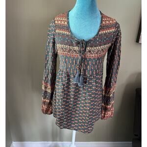 Boho Long Sleeve Top XS Extra-small Women, Bohemian, Peasant, Tribal, Paisley